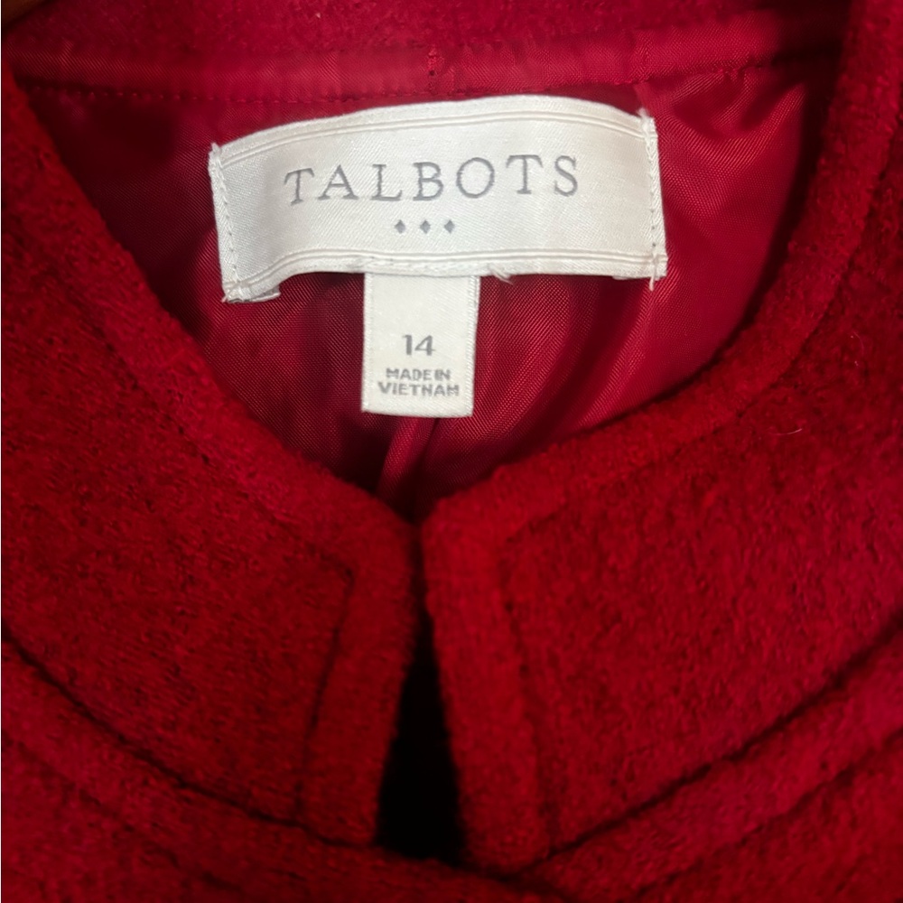 Talbots Red Wool Blend Blazer Women’s Size 14 Pockets Stand Collar Button Down - Picture 4 of 5